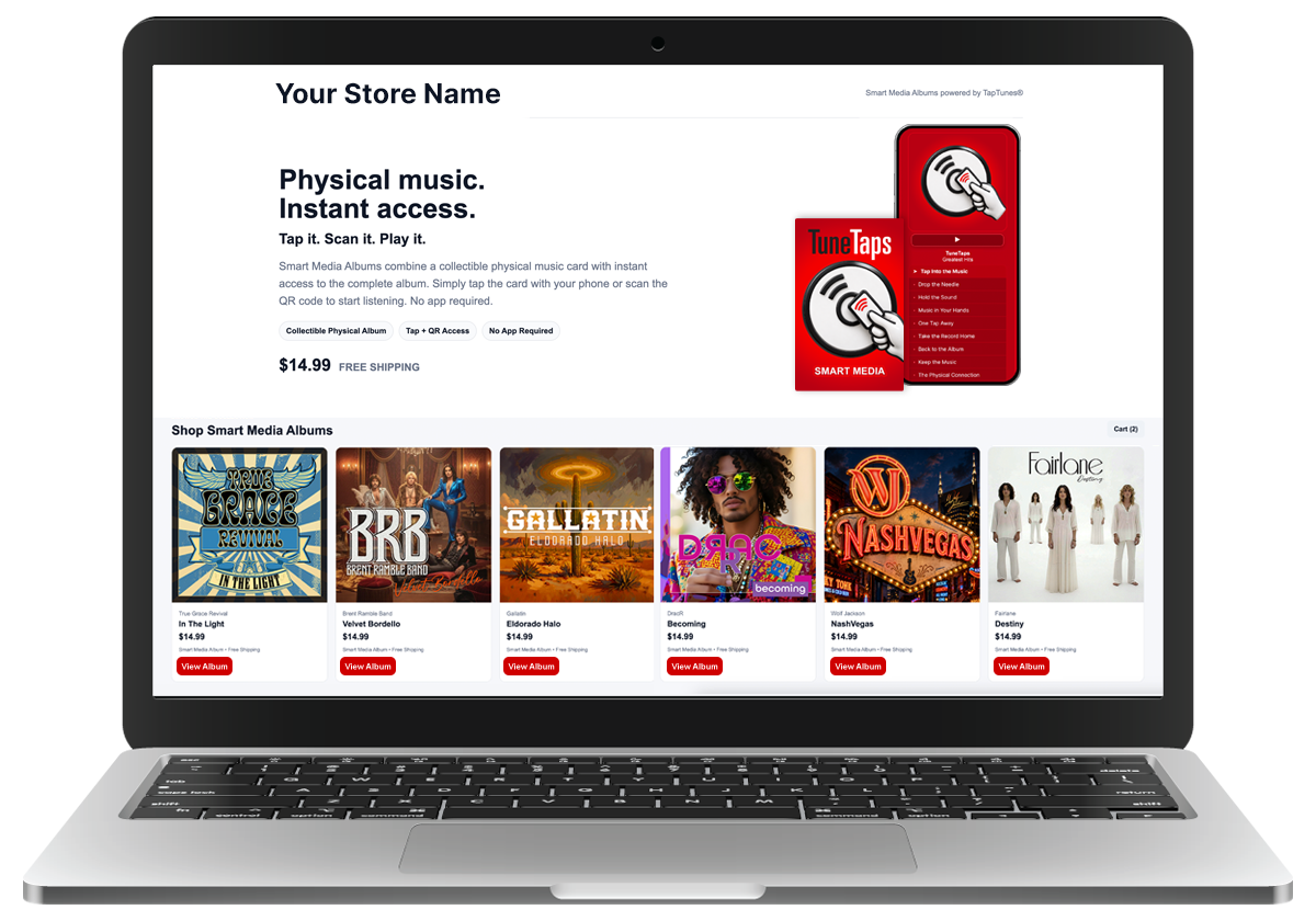Example TuneTaps retail partner Smart Media Album storefront